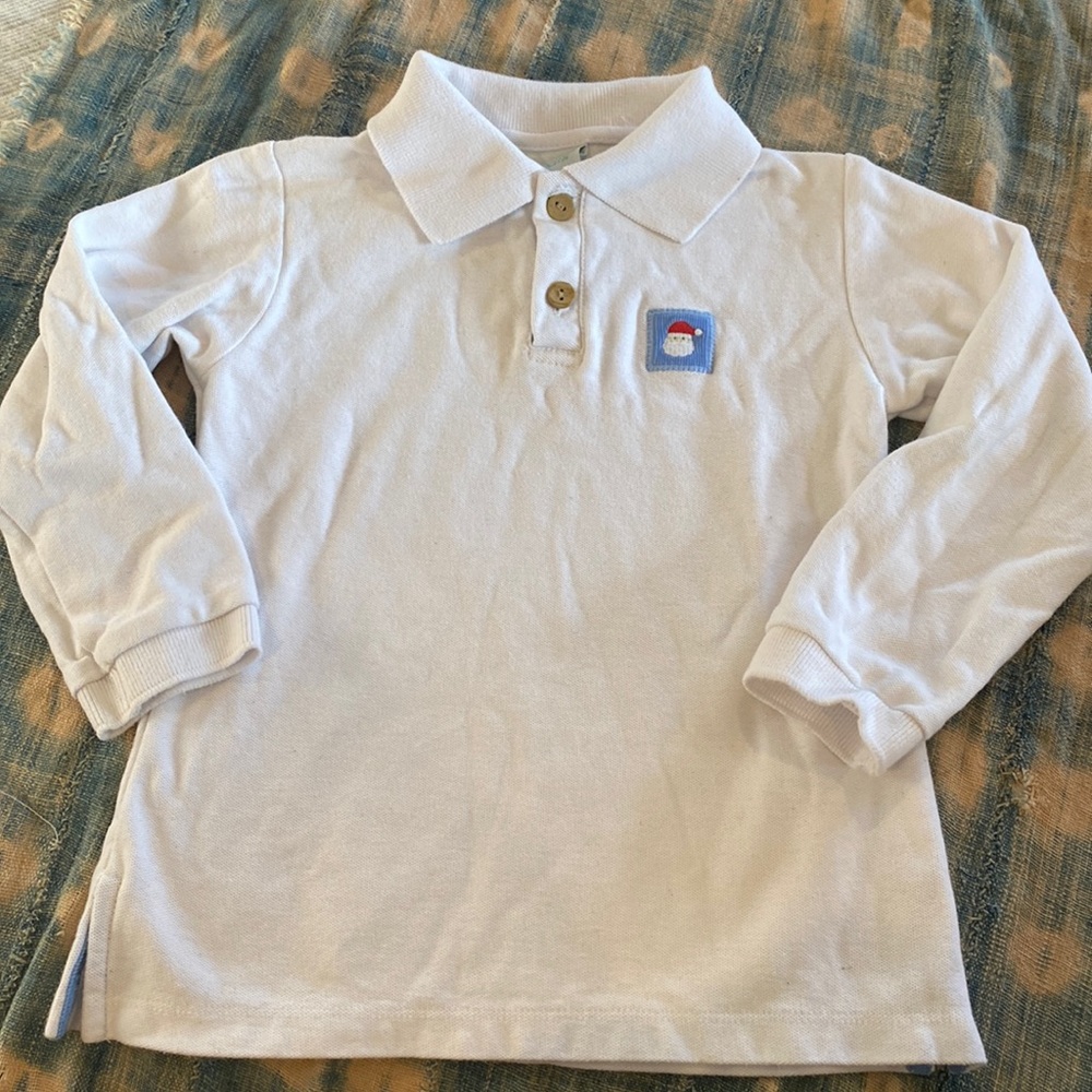 Zuccini Santa Christmas embroidered cotton long sleeve polo size 6 cotton